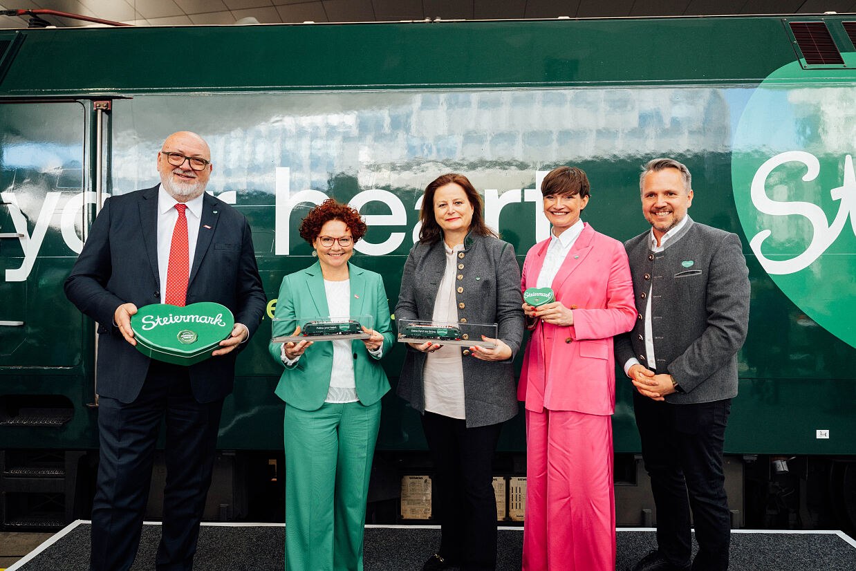 Loktaufe Steiermark_CEO Matthä_StS Zehetner_VlR Holzer_GF Steharnig-Staudinger_GF Feiertag_c_OEBB_Willinger