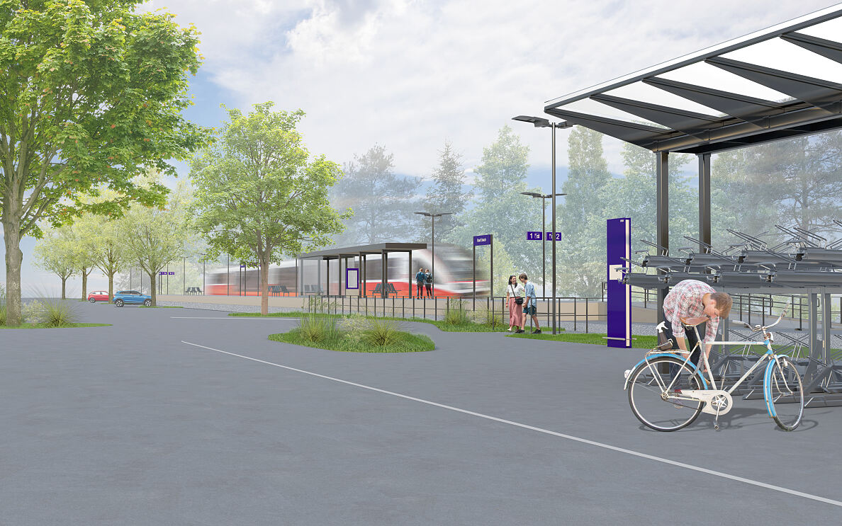 Bahnsteig Bf Bad Erlach_Visualisierung ÖBB,Architektin DI Aida Knoettig, Reisigl