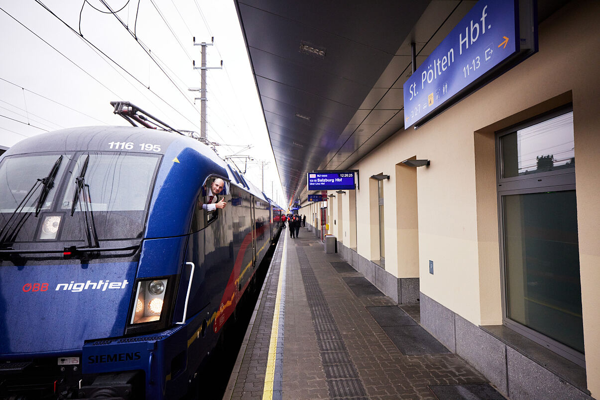 Premierenfahrt Nightjet der neuen Generation Hbf. St. Pölten