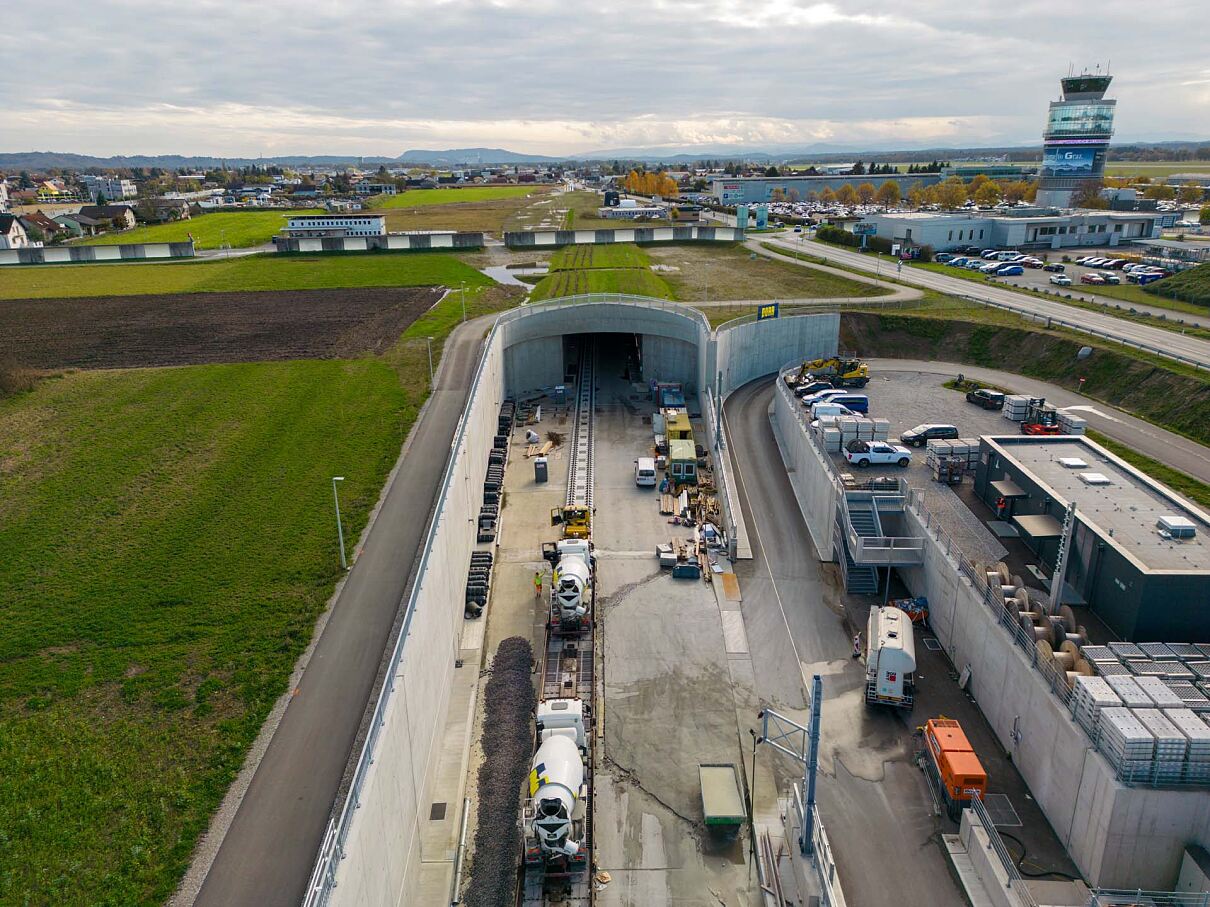 Koralmbahn Unterflurtrasse Flughafen Graz