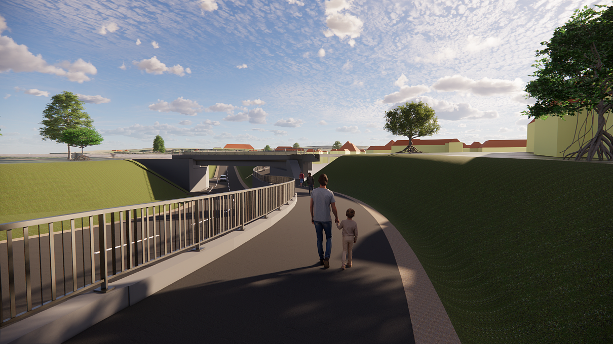Visualisierung UF Raglitzer Straße Neunkirchen_Sichtachse Geh- u. Radweg