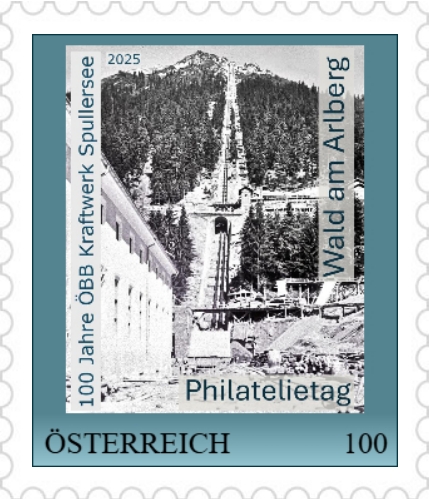 Sonderbriefmarke 100 Jahre ÖBB Kraftwerk Spullersee