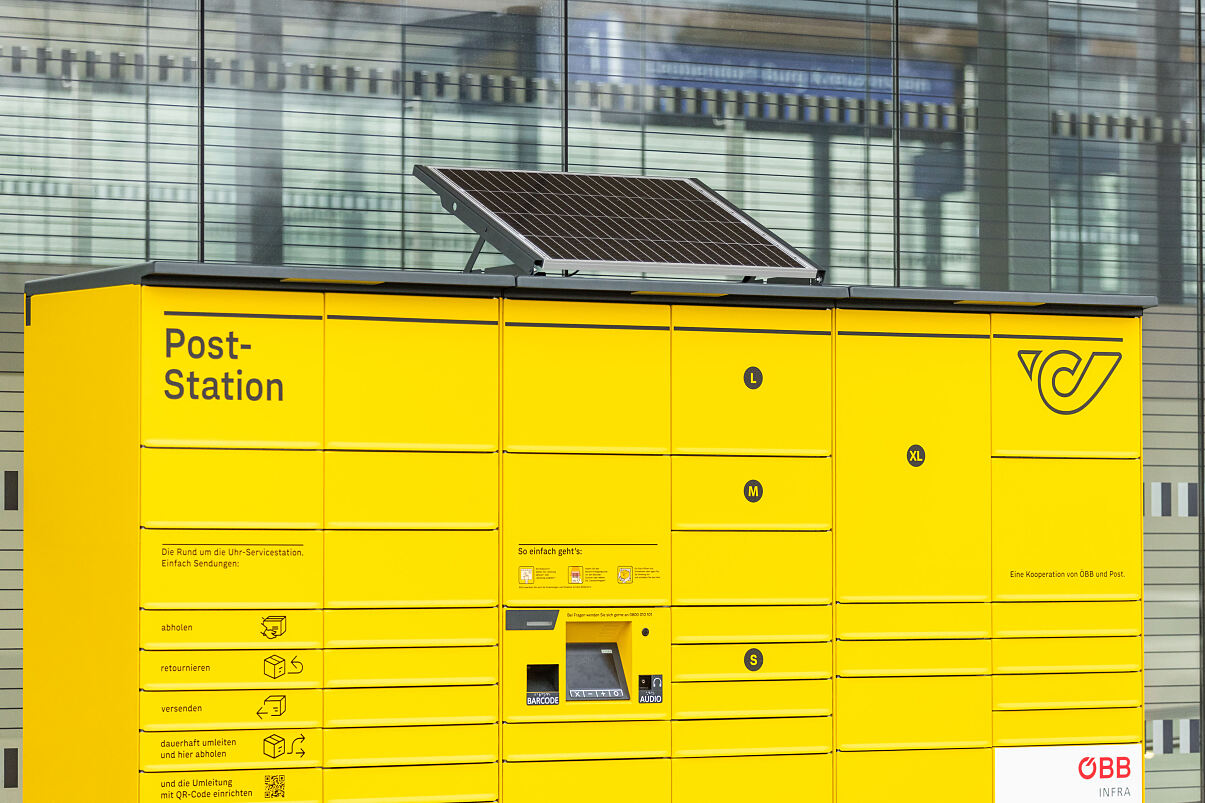 Post-Paketstation am ÖBB-Bahnhof Leobendorf