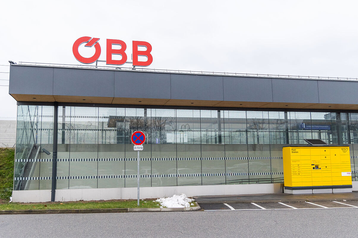 Post-Paketstation am ÖBB-Bahnhof Leobendorf